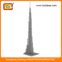 LOZ pequenas partículas de blocos de construção de diamante do mundialmente famoso edifício Burj Dubai Burj Khalifa Mini